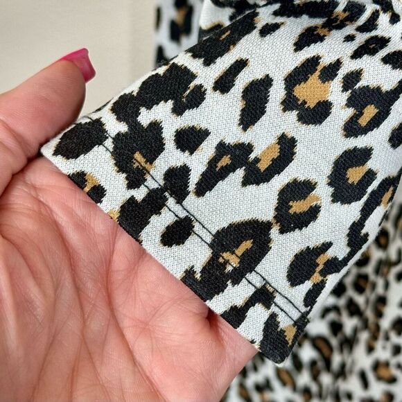 ASOS Long Sleeve Cheetah Print Lightweight Sweater Midi Dress Women's 12 - Picture 3 of 9